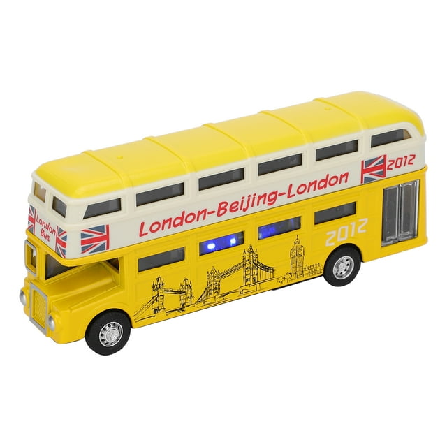 Bus Toy, Exquisite Workmanship Double Layer Bus High Simulation Beautiful Electric Bus Toy, For Collection Children Kids Decoration Blue,Yellow