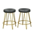 thumbnail image 2 of TMS Magnus Bar 24” High Backless Counter Stool, Set of 2, Black Faux Leather Seat/Gold Metal Frame, 2 of 5