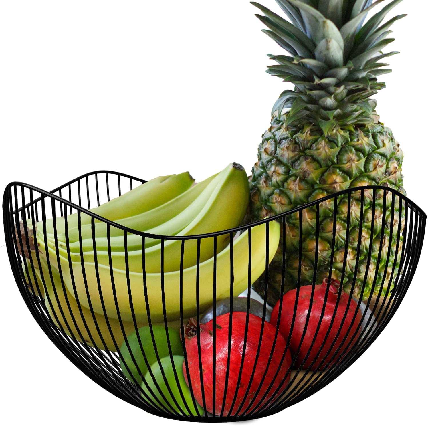 Fruit Bowl,Fruit basket for Kitchen Counter, black Metal Wire Vegetable