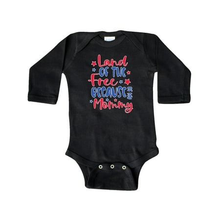 

Inktastic Memorial Day Land of The Free Because Of My Mommy Gift Baby Boy or Baby Girl Long Sleeve Bodysuit