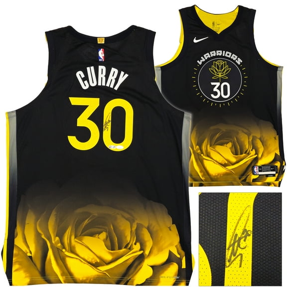 Golden State Warriors Stephen Curry Autographed Black Nike City Edition Jersey Size 52 2 JSA 235474