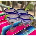 thumbnail image 4 of Hand Blown Margarita Glasses – Set of 4 with Blue Spiral Design 16 oz., 4 of 4