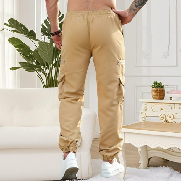 Pantalones largos para hombre, moda informal, cómodos, sólidos