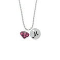 thumbnail image 2 of Delight Jewelry Silvertone Hot Pink Cheetah Print Heart Silvertone Script Initial Disc - M - Charm Necklace, 20"+3", 2 of 4