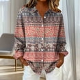 thumbnail image 5 of YUGYXL Women's Button Down Shirts Long Sleeve Trendy Printed Blouses Casual Loose Lapel Collar Tops Fall Fashion Outfit Red Sweatshirt M, 5 of 6