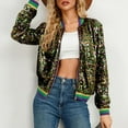thumbnail image 6 of Women's Sequin Jacket Long Sleeve Zipper Fashion Shiny Glitter Sparkly Bomber Jackets, 6 of 9
