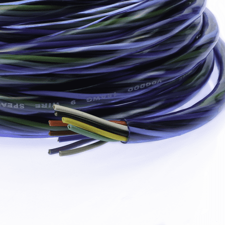 - 18 AWG Gauge 9 Conductor Speed Blue Wire Speaker Trailer Copper Stranded