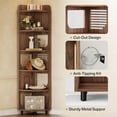 thumbnail image 4 of Tribesigns Narrow Corner Bookshelf, 6 Tiers Tall Skinny Corner Shelf Display Shelf with Hollow Design for Living Room, Brown, 4 of 7