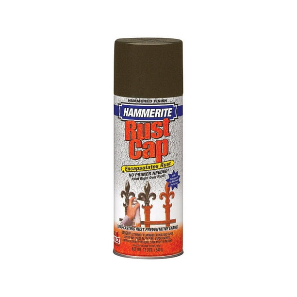 Hammerite Rust Cap Hammered Brown Enamel Spray Paint 12 oz. Case Of