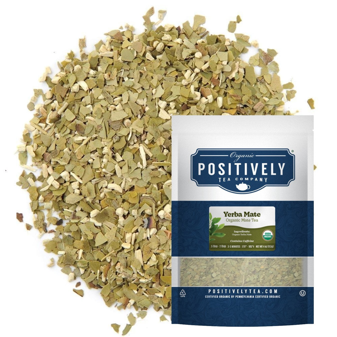 Positively Tea's Organic Yerba Mate, Loose Leaf, 1 Pound Bag