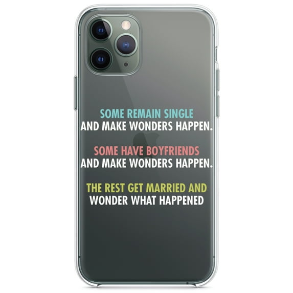 DistinctInk Clear Shockproof Hybrid Case for iPhone 11 Pro (5.8" Screen) - TPU Bumper Acrylic Back Tempered Glass Screen Protector - Some Single, Some Boyfriends, Rest Married