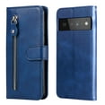 thumbnail image 1 of Case for Google Pixel 6 PRO 5G Zipper Pocket Wallet Leather Case Magnetic Closure Flip Cover - Blue, 1 of 5