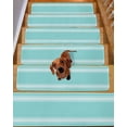 thumbnail image 2 of Farmhouse Teal Stair Treads Non Slip for Steps White Stripe 4 Pcs Reusable Adhesive Stair Runner Mats for Dogs Elders Carpet Treads Rugs for Staircase 8x30 In, 2 of 7