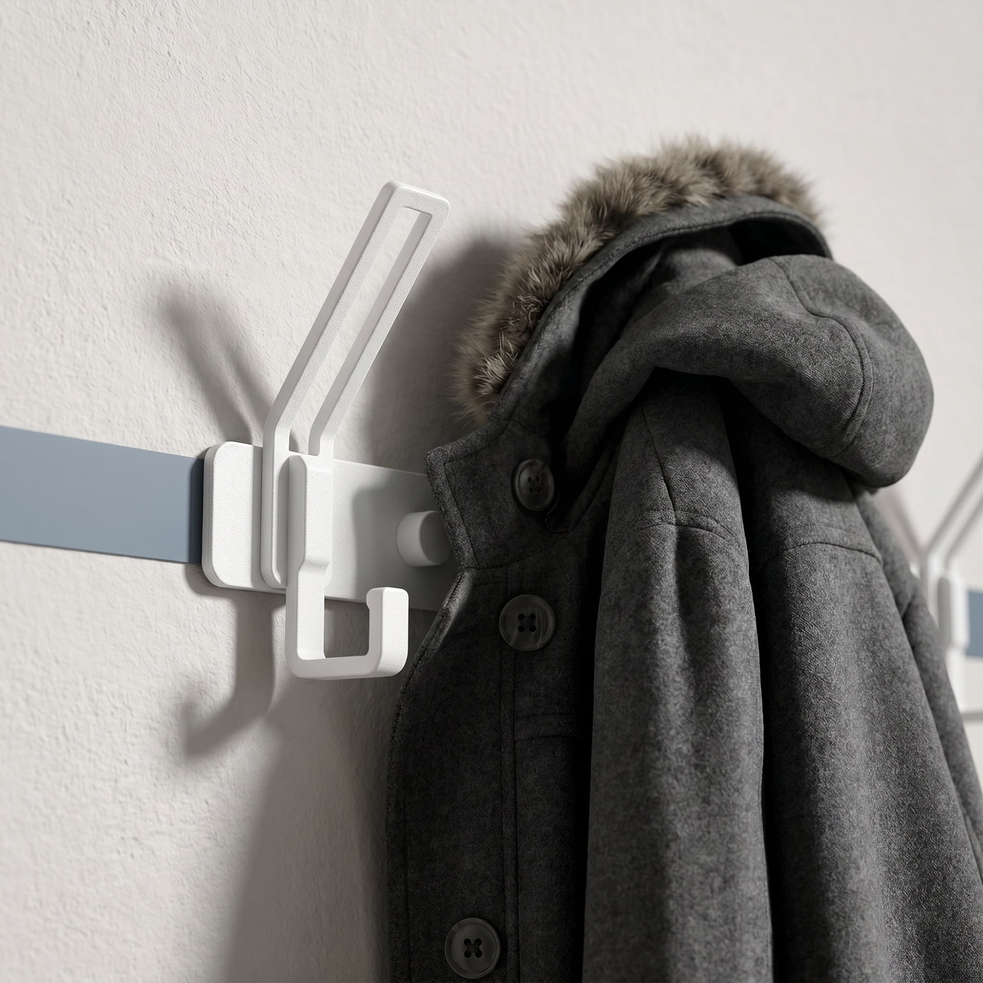 Unique Bargains Wall Mount Coat Rack Hook for Bathroom Organization White 7 Hooks