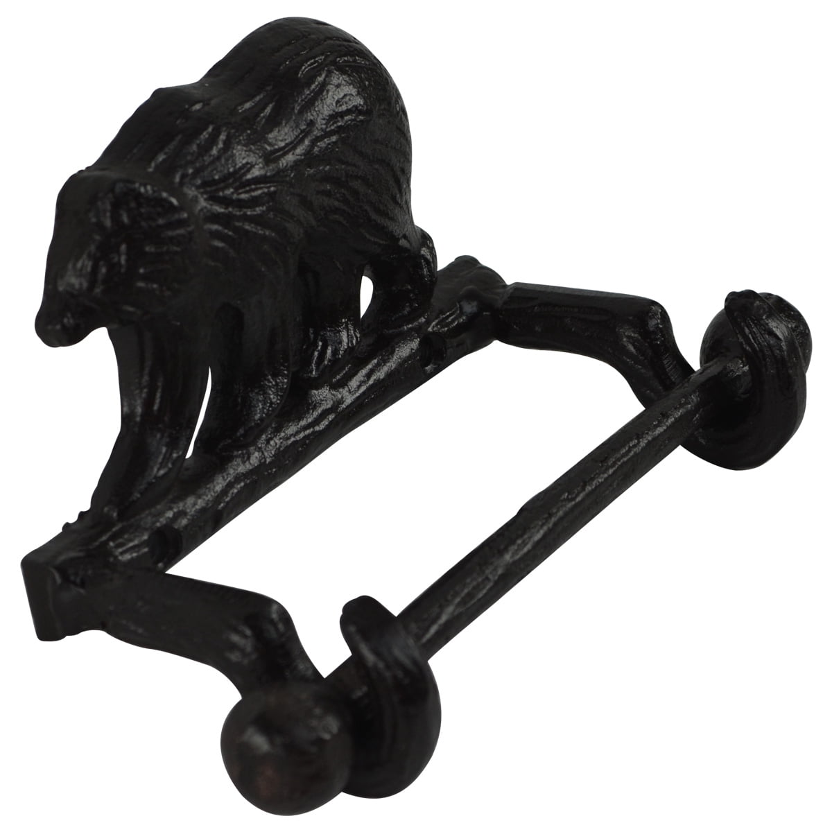 Black Metal Wall Mount Bear Toilet Paper TP Roll Holder Rustic Cabin Bath Decor