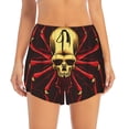 thumbnail image 2 of Susaid Red Skull Spider Print Women's High Waisted Running Shorts Quick Dry Athletic Gym Track Workout Shorts Zip Pocket-Medium, 2 of 7
