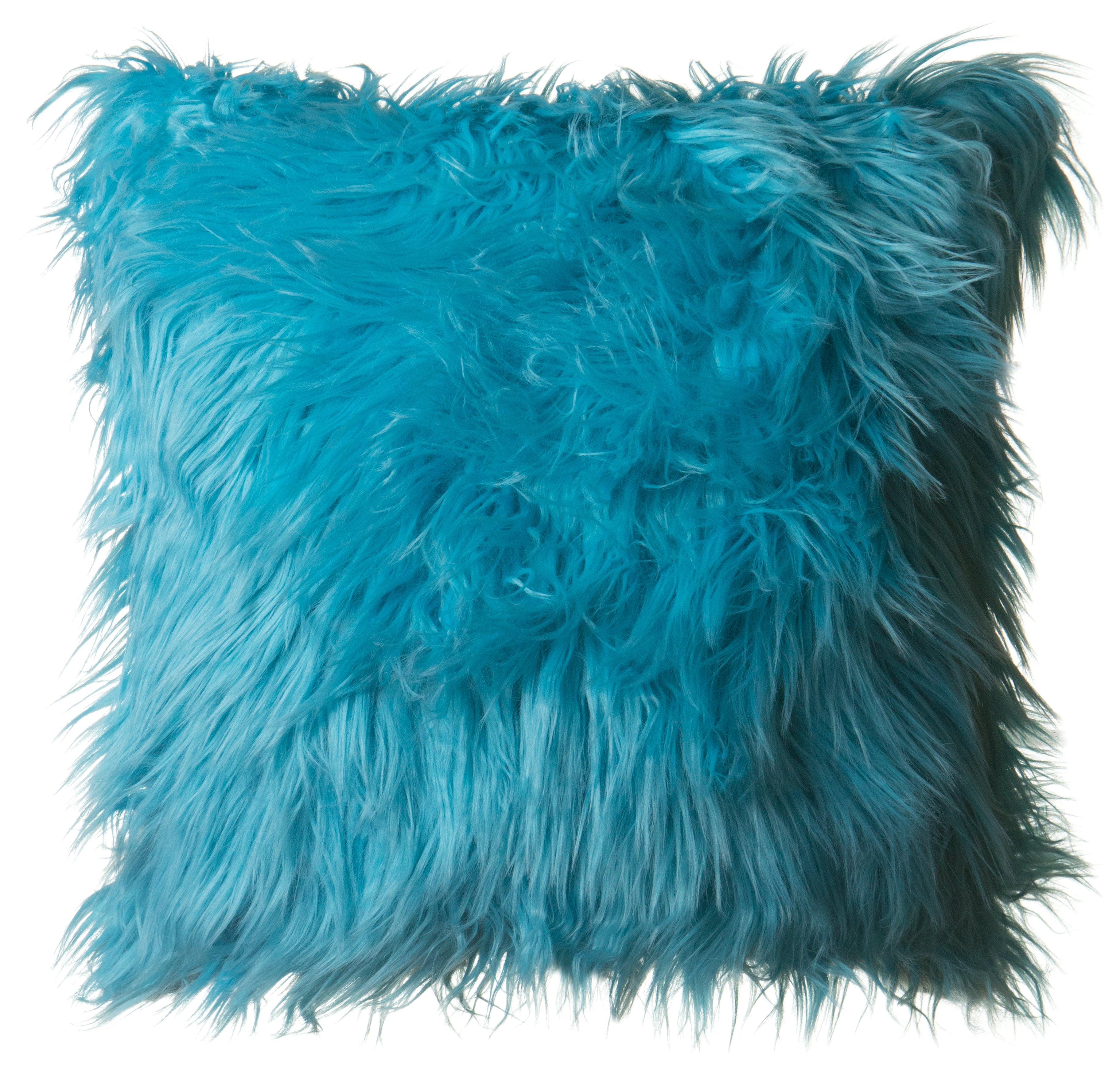 Faux Fur Throw Pillow 18"x18" (Cover Only), Mongolian Long Hair