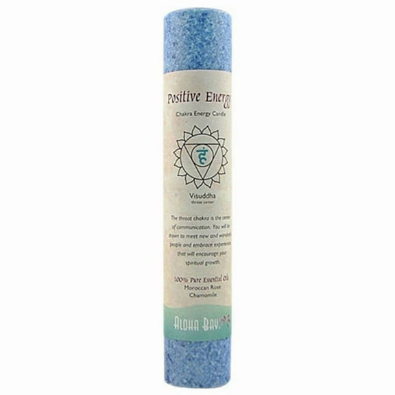 Aloha Bay Chakra Pillar Candle, Positive Energy Blue, 8"
