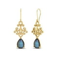 thumbnail image 2 of 7x5 MM Pear Labradorite 925 Sterling Silver Gold Vermeil Filigree Dangle Drop Women Earring, 2 of 4