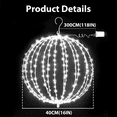 thumbnail image 3 of 16INCH Outdoor/Indoor LED Christmas Light Ball ,Foldable Metal Sphere Lights, Connectable Waterproof 16 Modes with Timer, Hanging Tree Globe Lights for Holiday Christmas Decorations ( White), 3 of 6