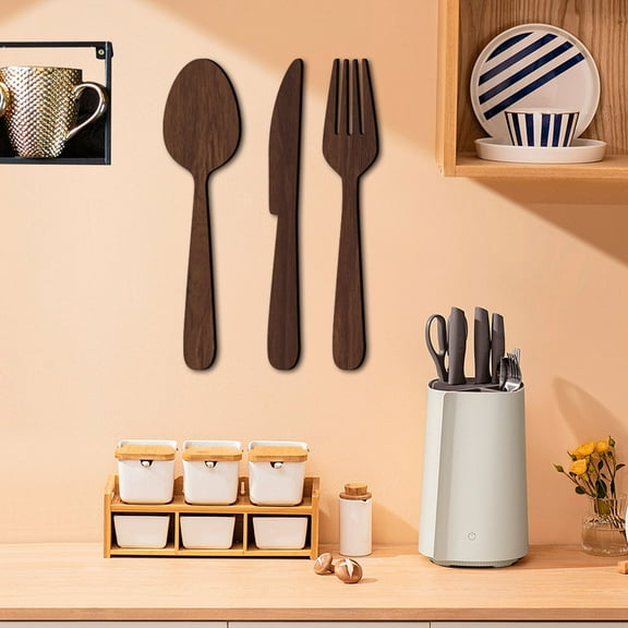 PBPBOX Restaurant Kitchen Decor Wooden Household Utensils Sign 1 Set