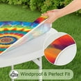 thumbnail image 5 of Colorful Rainbow Tie Dye Spiral Pattern Round Fitted Tablecloth with Elastic Edge,Dining Table Cover Waterproof,Outdoor Round Tablecloth for Camping,Dining,Indoor and Outdoor, 5 of 7
