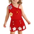 thumbnail image 2 of qelini Sleeveless Top and Shorts Set Girls 0-3Years 3D Floral Ribbed Knit Summer 2 Piece Outfit Summer Sets, 2 of 8