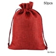 thumbnail image 1 of Inteprter 50 Uds. Bolsa de lino con cordón organizador de joyas bolsa de almacenamiento de té portátil para el hogar Almacenamiento y organización del hogar vino rojo 8x10cm Inteprter HA5722-17, 1 of 1