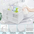 thumbnail image 3 of Folding Storage Crate for Desk Organizing,Drawer Organizer,Collapsible Stacking Crate with Handles,Durable Plastic Storage Basket for Home Kitchen Classroom Office Bedroom and Bathroom,White,9.5 in, 3 of 7
