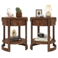 thumbnail image 1 of Gymax 2PCS Nightstand w/ Shelf & Wood Grains Drawer Round End Table for Living Room, 1 of 10