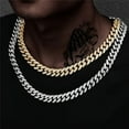 thumbnail image 5 of Cuban Link Chain Miami Cuban Necklace Gold/Silver Plated Diamond Cut Stainless Steel Chain for Men Women 13mm Iced Out Hip Hop Jewelry, 5 of 10
