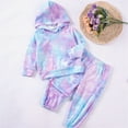 thumbnail image 2 of Toddler Girls' Tie-Dye Hoodie Set, Baby Girls Sweatsuit, 2Pc Infant Tracksuit, Kids Fleece Long Sleeve Hooded Sweatshirts Elastic Waist Joggers Sweatpants Set Winter 2 Piece Outfits, 2 of 6