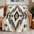 thumbnail image 2 of Abstract Weaving Pattern Flannel Blanket for Bed,Travel and Camping, Ethnic Style Retro Brown White Super Soft Cozy Blanket for All Seasons 40"x50", 2 of 7