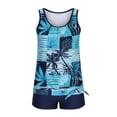 thumbnail image 3 of CALAFEBILA Modest Swimsuit Women Tankini 2 Piece Hawaiian Beach Summer Floral Print Bathing Suits, 3 of 5