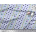 thumbnail image 2 of Soimoi Blue Cotton Cambric Fabric Stripe & Freesia Floral Decor Fabric Printed Yard 42 Inch Wide, 2 of 3