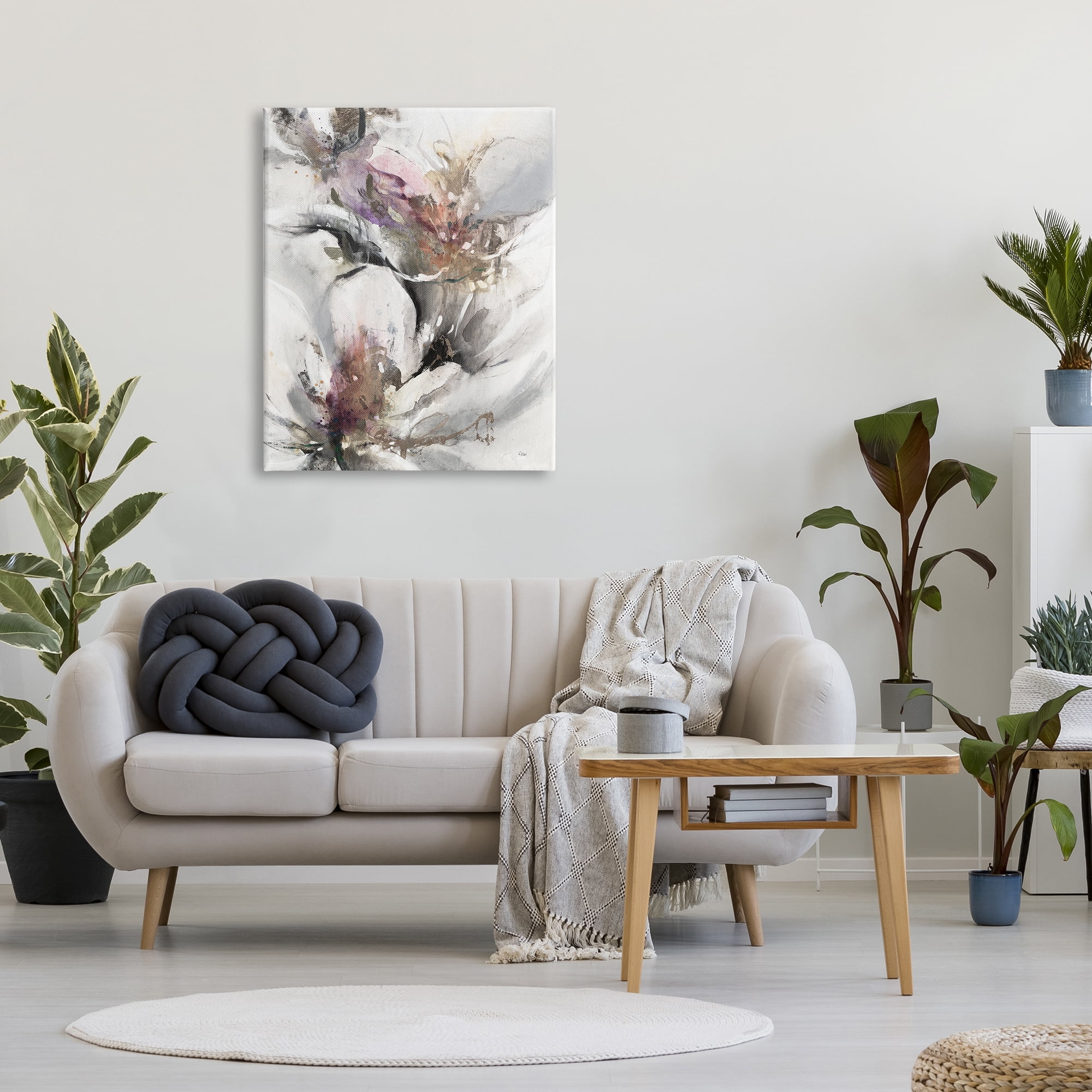 Stupell Industries Abstract Floral Blossoms White Petals Nature Design Painting Gallery Wrapped Canvas Print Wall Art, Design by K. Nari
