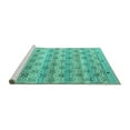thumbnail image 2 of Ahgly Company Machine Washable Indoor Rectangle Abstract Turquoise Blue Modern Area Rugs, 2' x 5', 2 of 4