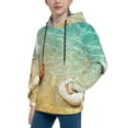 thumbnail image 2 of Balery Starfish And Seashell On The Beach Pattern Boys Hoodie, Youth Pullover Hooded Sweatshirt, Kangaroo Pocket Hoodie for Kids Girls -Small, 2 of 6
