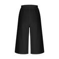 thumbnail image 6 of QATAINLAV Capri Pants for Women Loose Wide Leg Linen Summer Cropped Pants Drawstring Elastic Waist Capris Trousers with Pockets Black L, 6 of 9