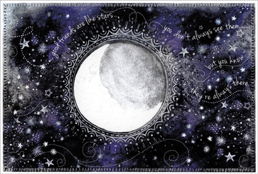 Pictura Good Friends are Like Stars : White Moon Birthday Card for Friend