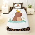 thumbnail image 3 of Erosebridal Cute Capybara Animal Twin Sheet Sets For Capybara Lover,Chic Leopard Print Bedding For Girls Kids 3-Piece, 3 of 6