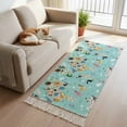 thumbnail image 2 of Area Rug with Tassels 2' x 5', Abstract Map Cartoon Animals Kitchen Runner Rug for Hallway Bedroom Throw Rugs, Blue Ocean Cloud Palm Tree Soft Door Mat for Bathroom Entrance Living Room, 2 of 9