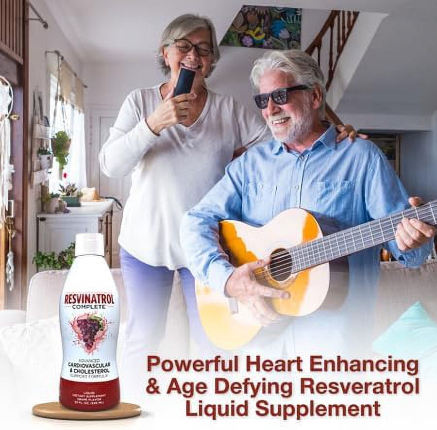 Resvinatrol Complete- 32 oz. Advanced Liquid Cardiovascular & Cholesterol Support Formula – Liquid Resveratrol Supplement Promotes Healthy Aging, Heart Health & Energy