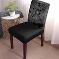 thumbnail image 2 of 6Pcs Dining Chair Covers Protector Stretch Removable Seat Cushion Slipcover, Spooky Halloween Geometric White Lines Cobweb Washable Seat Cover Spandex for Dining Room Restaurant Hotel, Retro Black, 2 of 6