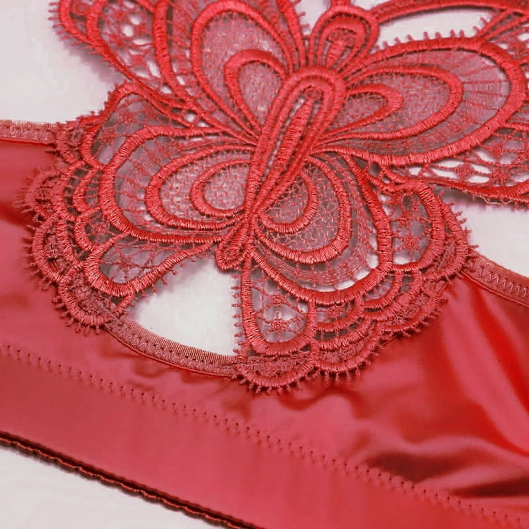 Butterfly Embroidery Front Closure Wireless Bra, Seamless Push up