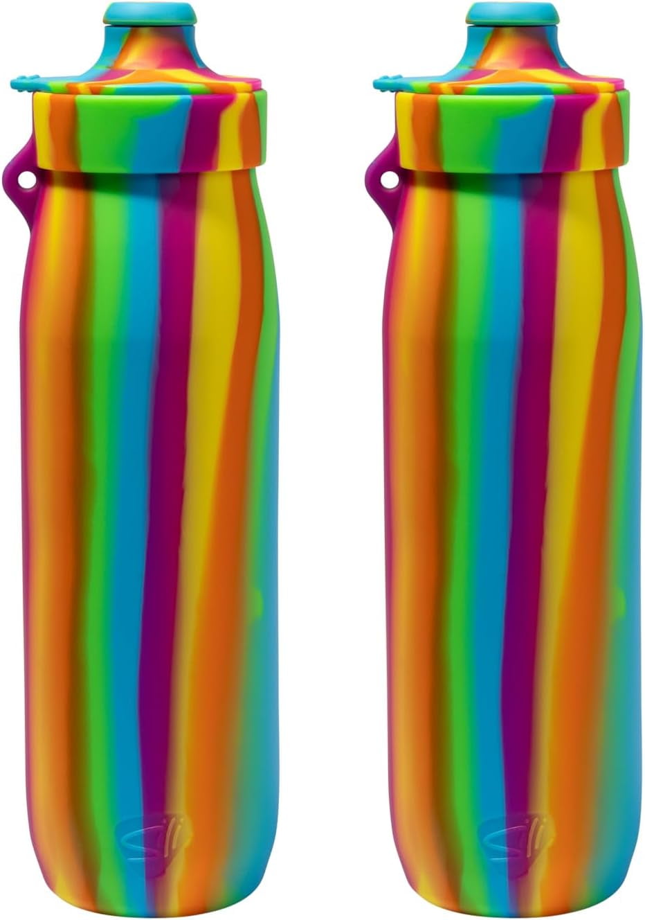 Silipint 30oz Silicone Water Bottle – Unbreakable, Non-Toxic, Dishwasher, Microwave, Oven & Freezer Safe – Leakproof Travel Water Bottle Hiking, Sports, Camping, Pack of 2, Americana