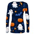 thumbnail image 6 of Akmaiox Halloween Long Sleeve Shirt for Women, Printed Crew Neck Slim Fitted Pullover Going Out Tops, Soft Knitted Holiday Base Layer Blouses, 6 of 6
