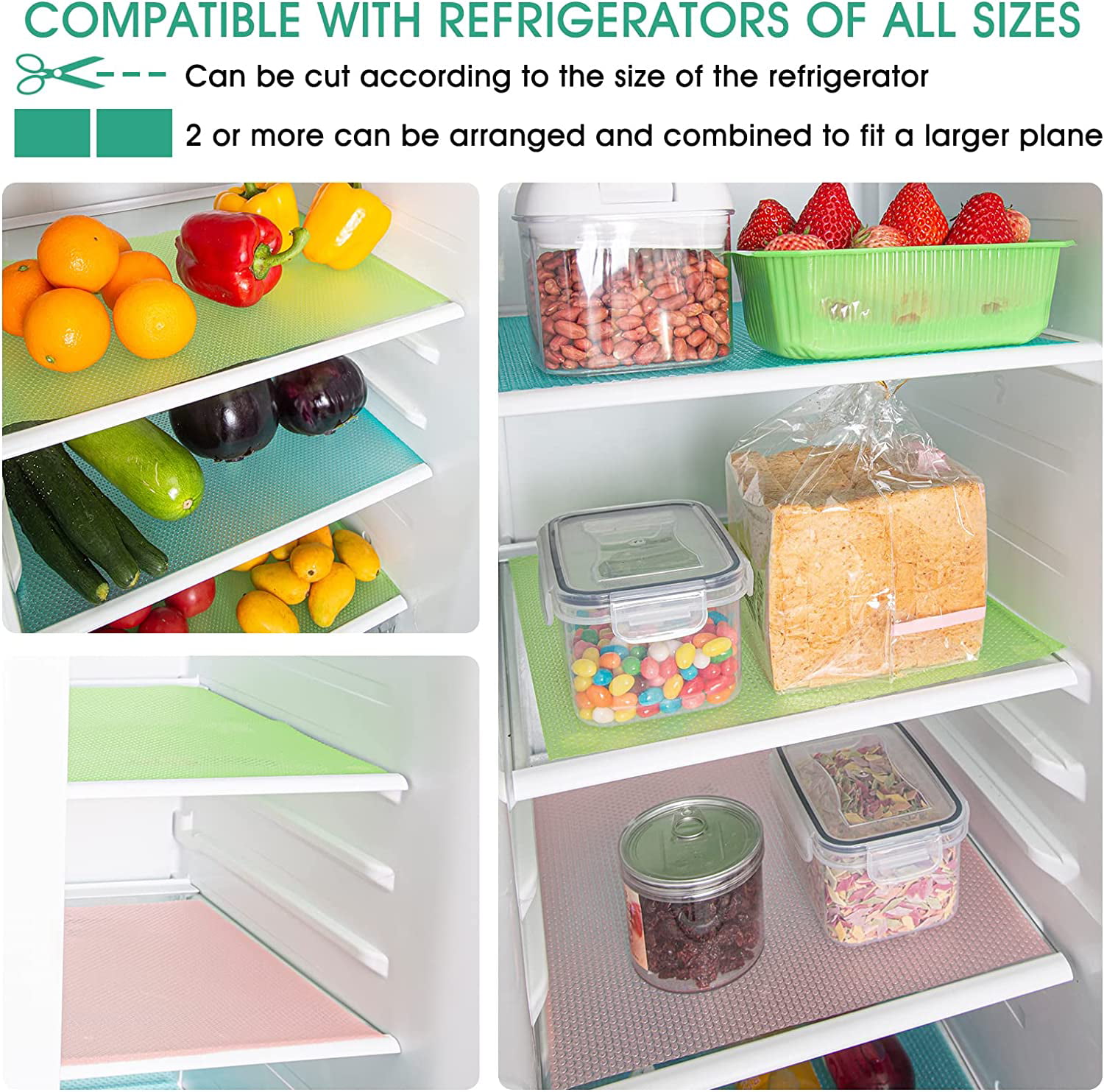 4 Pack Refrigerator Liners，Refrigerator Mats Washable Fridge Mats  Waterproof Fridge Pads Mat Shelves Table Drawer Liners- 17 3/4 x 11  3/4-Pink 
