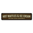 thumbnail image 2 of Hot Waffles & Ice Cream Novelty Sign, Metal Wall Decor - 4x18 inches, 2 of 4