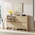 thumbnail image 6 of SICOTAS 32.44" Wide Shoe Cabinet Set of 3 with 2 Flip-Down Drawers, Boho Shoe Organizer with Rattan Decor&Adjustable Shelves, Anti-Tip Design, Reclaimed Light Oak, 6 of 13